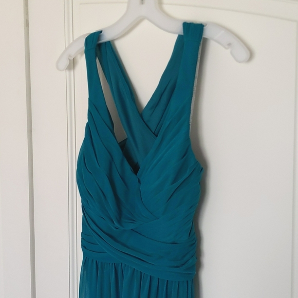NWT David's Bridal Mesh Long Bridesmaid Dress, Crisscross Back - Picture 9 of 13